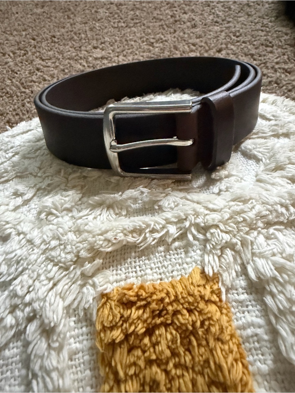 GAP Dark Brown Buffalo Leather Belt with Silver Buckle 36”